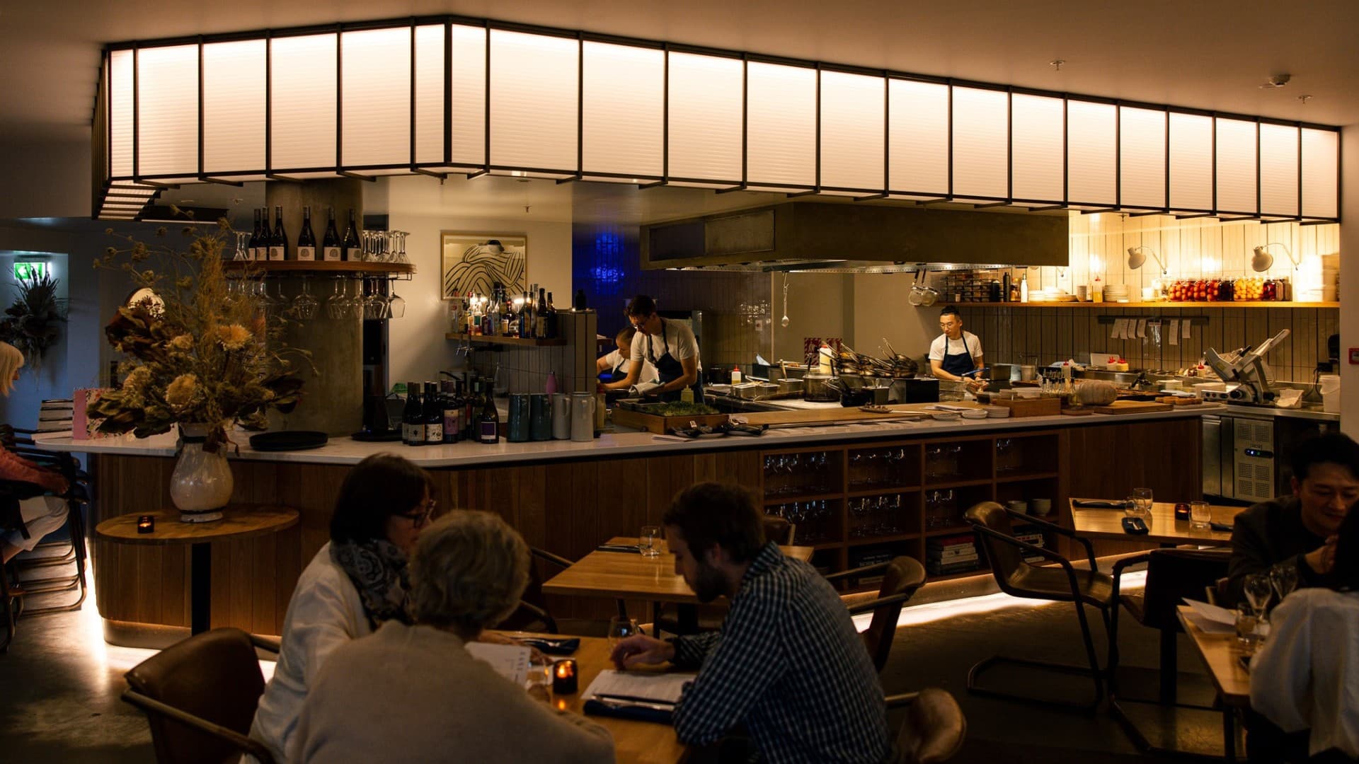 The Earl open kitchen in the evening