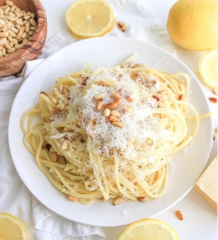Lemon Pasta with toasted pine nuts