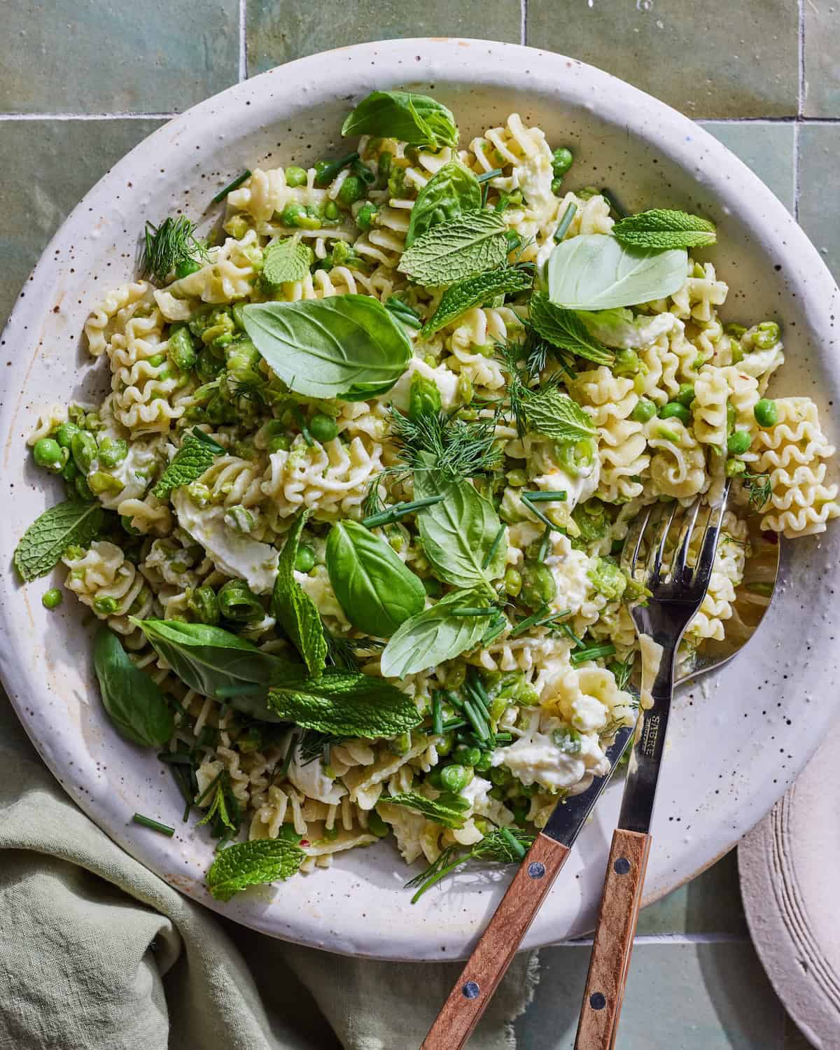 Smashed Spring Pea, Burrata & Lemon Pasta