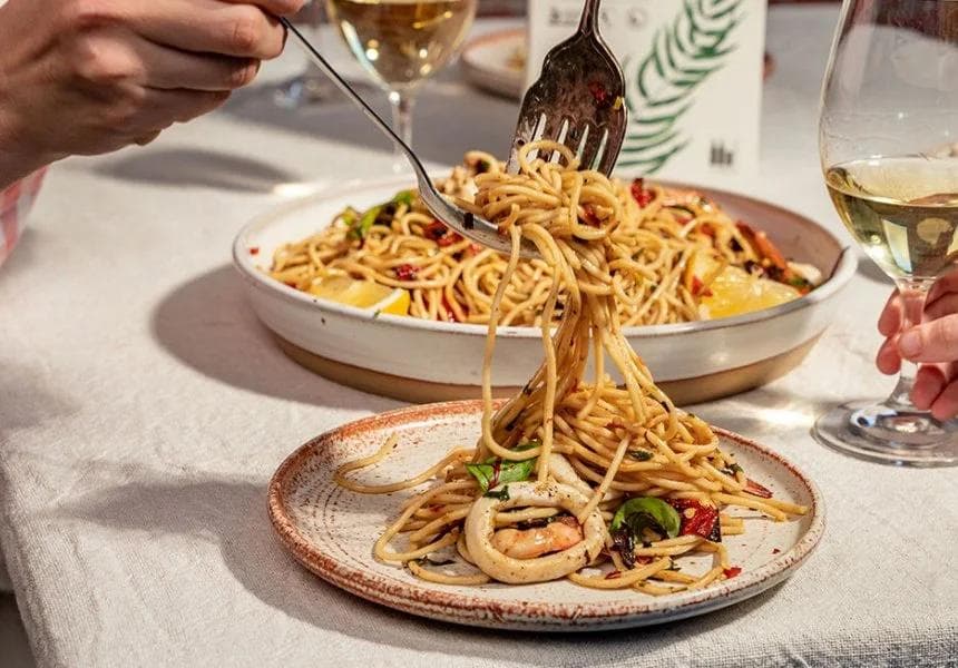 Spicy, Summery, Squid & Prawn Pasta