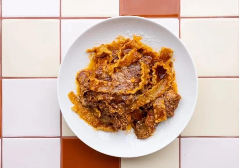 Pork Ragout with Mafaldine Pasta