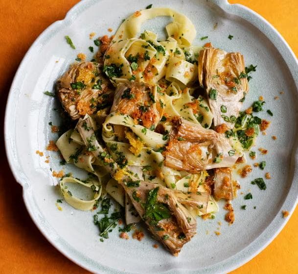 Pappardelle with artichokes and lemon