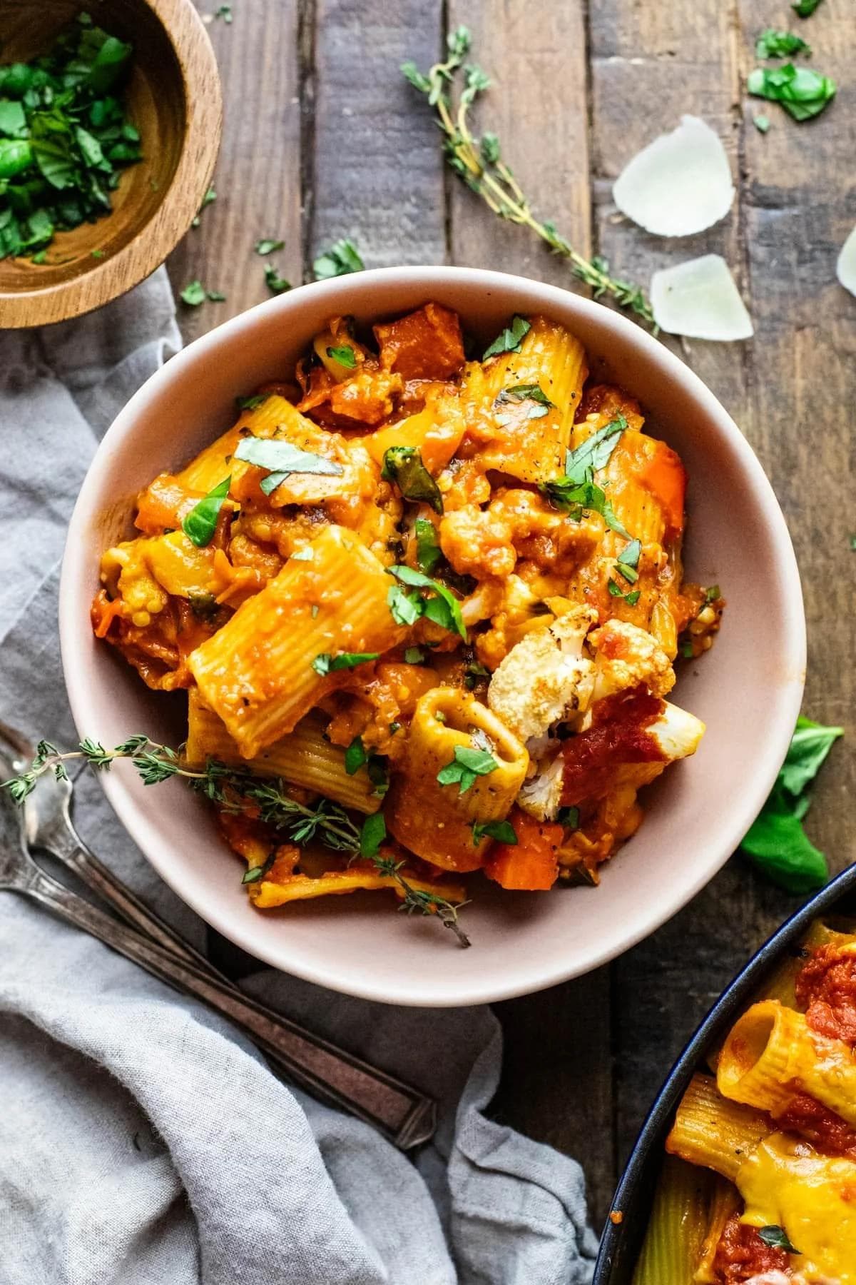 Three Cheese Baked Rigatoni with Roast Vegetables