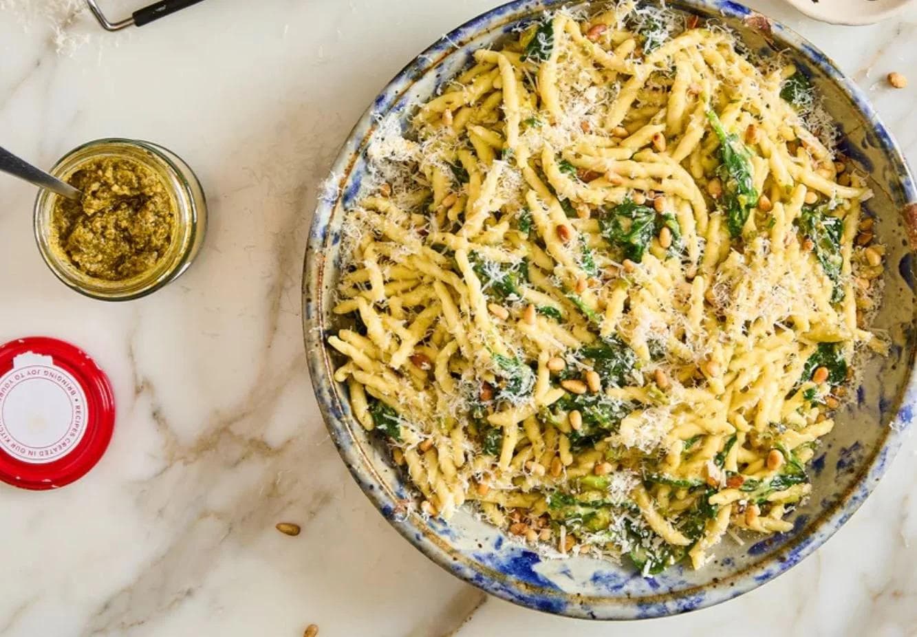 Spinach, Basil & Pine Nut Pesto Pasta